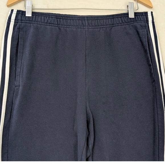 Adidas Jogger Sweatpants Mens L Blue White‎ Stripe Logo Athleisure Workout Gym - Picture 4 of 13